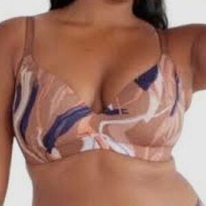 knix Marble Print Underwire Bra in Beige and Navy
